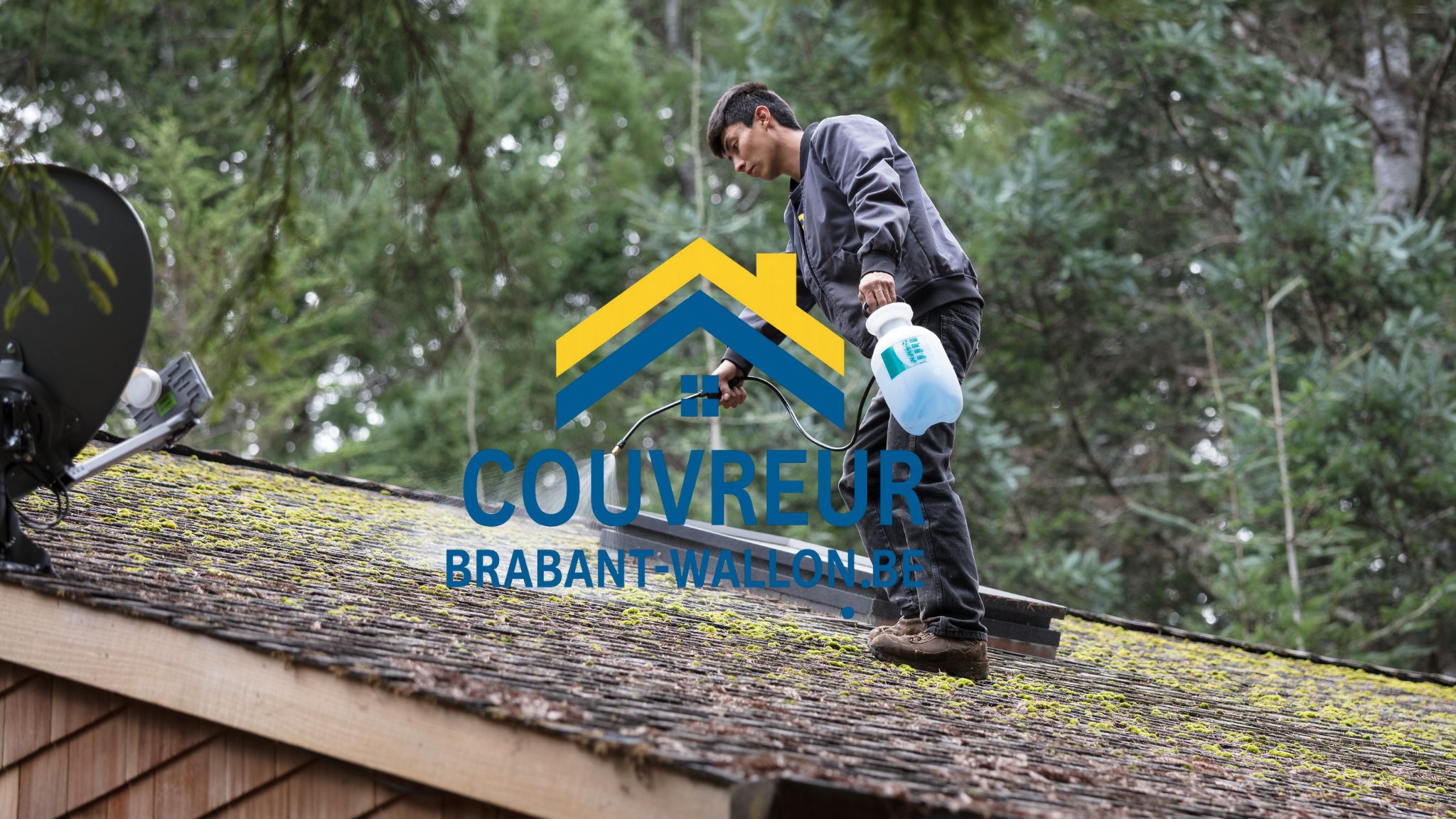 Démoussage sur toiture dans le Brabant wallon